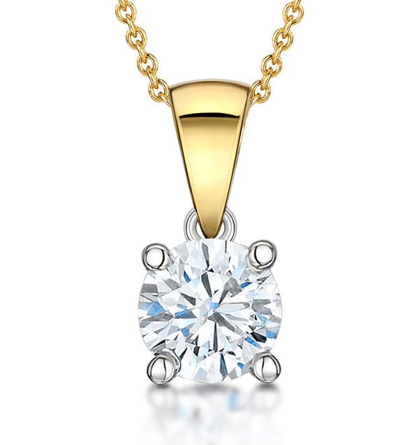 Chloe 1.00ct Lab Diamond Solitaire Necklace in 18K Yellow Gold F/VS1